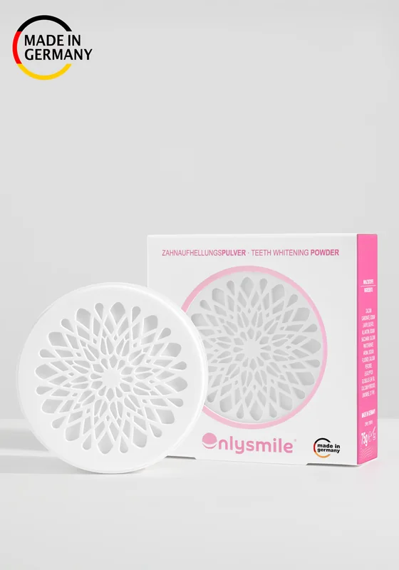 OnlySmile whitening powder carton and the jar lid